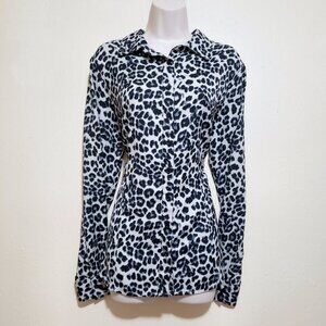 Nice Leopard Print Button-Up Blouse Size L